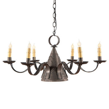 Country Lighting3-Way MADISON CHANDELIER Large Primitive Punched Tin WITCH HAT DesigncandelabracandleSaving Shepherd
