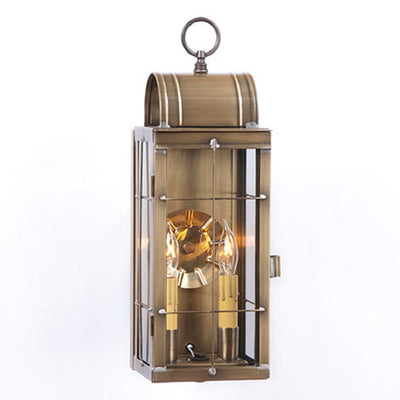 Country Lighting2 CANDLE COLONIAL LANTERN SCONCE Handcrafted in Weathered Brass & Antique Copperantique coppercandlecolonialWeathered BrassSaving Shepherd