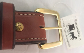 Leather BeltCHESTNUT BROWN LEATHER BELT - Stitched Thick & Heavy Duty for Dress or WorkAmishbeltSaving Shepherd