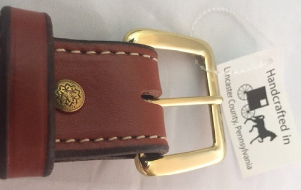 Leather BeltCHESTNUT BROWN LEATHER BELT - Stitched Thick & Heavy Duty for Dress or WorkAmishbeltSaving Shepherd