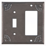 PrimitivesPUNCHED TIN SWITCH PLATES ~ Set of Five (5) ~ Chisel Pattern in Blackened TinaccentblackenedSaving Shepherd