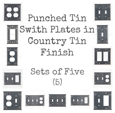 PrimitivesPUNCHED TIN SWITCH PLATES ~ Set of Five (5) ~ Chisel Pattern in Country TinaccentchiselSaving Shepherd