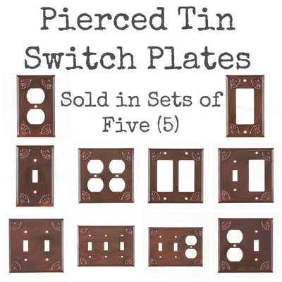 PrimitivesPUNCHED TIN SWITCH PLATES ~ Set of Five (5) ~ Chisel Pattern in Rustic TinaccentblackenedSaving Shepherd