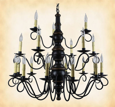 Chandeliers & Ceiling Fixtures3-TIER 21 ARM CHANDELIER - Handmade Wood & Scrolled Metal Candelabraceiling lightChandelierSaving Shepherd