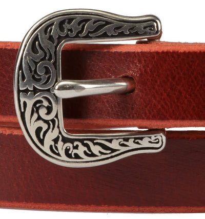 Leather BeltLADIES LEATHER BELT - ¾" Wide Two-Tone with Embossed BucklebeltbeltsSaving Shepherd