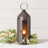 Country LightingPrimitive Colonial Chimney 18" Lantern with Chisel Design in Kettle Black Tin Finishaccent lightaccent lightingSaving Shepherd