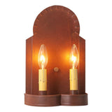 Country LightingHanover Double Candle Sconce - Handcrafted in 2 Country Tin Finishesaccent lightaccent lightingSaving Shepherd