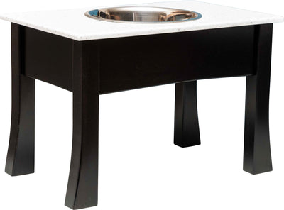 Handcrafted for PetsSINGLE Dish MODERN ELEVATED DOG FEEDER - Brown MAPLE Wood with CORIAN Top and BowlsDogdog bowlSaving Shepherd