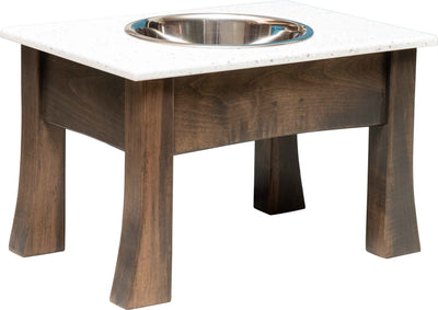Handcrafted for PetsSINGLE Dish MODERN ELEVATED DOG FEEDER - Brown MAPLE Wood with CORIAN Top and BowlsDogdog bowlSaving Shepherd