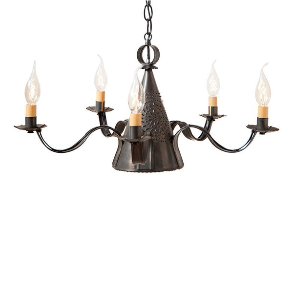 Chandeliers & Ceiling FixturesSMALL STURBRIDGE 3-Way WITCH HAT CHANDELIER 5 Arm Primitive Punched Tinceiling lightchandelierSaving Shepherd
