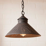 Country LightingPUNCHED TIN STOCKBRIDGE SHADE PENDANT WILLOW Pattern in Kettle BlackblackenedceilingSaving Shepherd