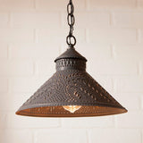 PUNCHED TIN STOCKBRIDGE SHADE PENDANT WILLOW Pattern in Kettle Black