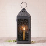 Tall Harbor Pierced Tin Lantern - Colonial Accent Light in Smokey Black