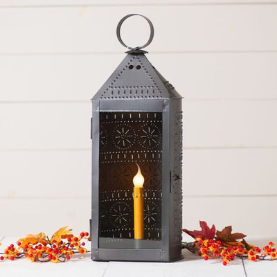 Country LightingTall Harbor Pierced Tin Lantern - Colonial Accent Light in Smokey Blackaccent lightaccent lightingSaving Shepherd