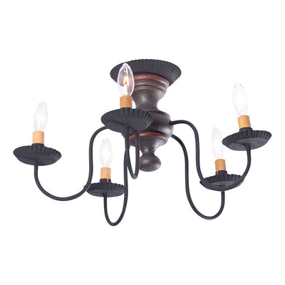 Country LightingWROUGHT IRON & WOOD THORNDALE WOOD CEILING LIGHT Handcrafted 5 Arm FixturebarbrickSaving Shepherd