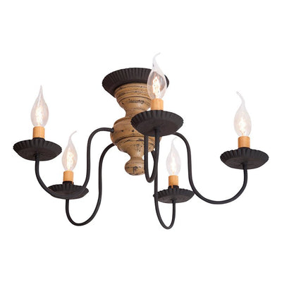 Country LightingWROUGHT IRON & WOOD THORNDALE WOOD CEILING LIGHT Handcrafted 5 Arm FixturebarbrickSaving Shepherd