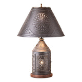 Table LampTINNER'S REVERE LAMP with Punched Tin Shade in Smokey Black FinishlampLightingSaving Shepherd