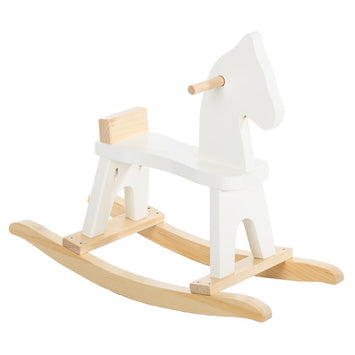 Wooden & Handcrafted ToysTODDLER ROCKING HORSE - Amish Handcrafted Wood Rocker Toy in WHITE & NATURALchildchildrenSaving Shepherd
