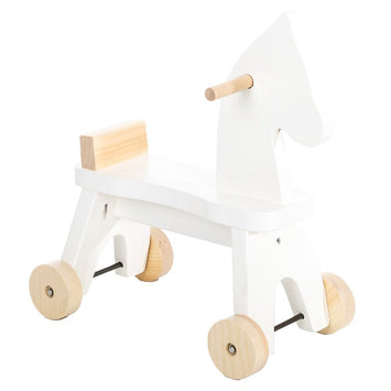 Wooden & Handcrafted ToysTODDLER RIDE ON HORSE - Amish Handcrafted Wood Walker in WHITE & NATURALchildchildrenSaving Shepherd