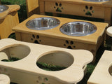 Handcrafted for Pets"TABLE TOP" DOG FEEDER - Finished Pine Wood with Paw Print Bowlsamish handmadeCatSaving Shepherd