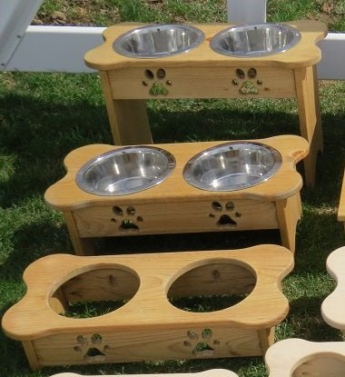 Handcrafted for Pets BONE SHAPED DOG FEEDER - Unfinished Pine Wood