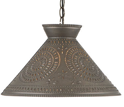 Country LightingPUNCHED TIN ROOSEVELT PENDANT LIGHT Large Chisel Pattern Ceiling LightaccentbarSaving Shepherd