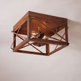 Country LightingCEILING LIGHT in RUSTIC TIN with FOLDED BARS Dual Socket Handcrafted in USAbarcandelabraSaving Shepherd