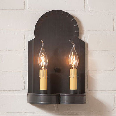 Country LightingHanover Double Candle Sconce - Handcrafted in 2 Country Tin Finishesaccent lightaccent lightingSaving Shepherd