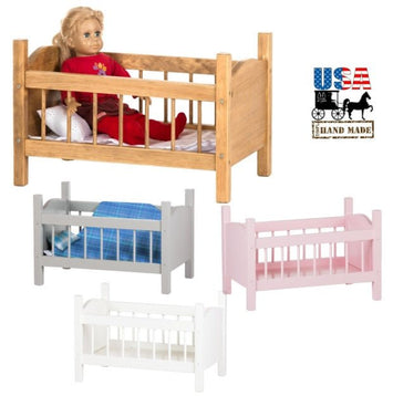 Doll FurnitureDOLL CRIB in 4 Finishes - Amish Handmade Fine Wood Furniture for 12-18