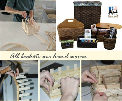 BasketSTAIR STEP BASKET - Amish Hand Woven with Saddle Leather HandlesAmishbasketbasketsLight OakSaving Shepherd
